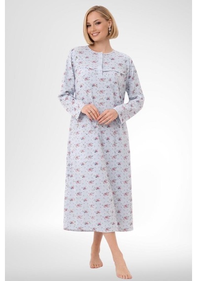 Mecit Pijama Mecit 6318 Mavi Büyük Beden Kadın Sabahlık Pijama Gecelik Set Mavi