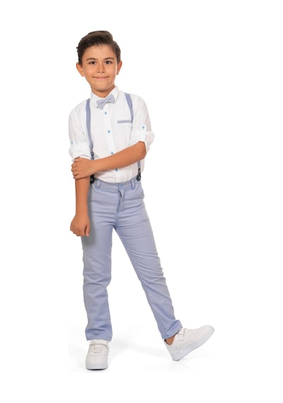 Mnk Baby & Kids Oxford Gömlek Uzun Pantolon Erkek Çocuk Takımı Mnk0302 Mavi