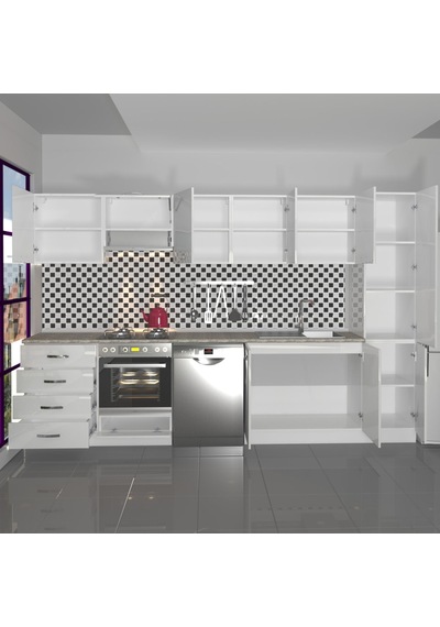 Decoraktiv Elite 325q Ankastre Fırın Modüllü Mdf Hazır Mutfak Dolabı - Tezgah Dahil - Parlak Beyaz Decoraktiv Elite 325q Ankastre Fırın Modüllü Mdf Hazır Mutfak Dolabı - Tezgah Dahil - Parlak Beyaz