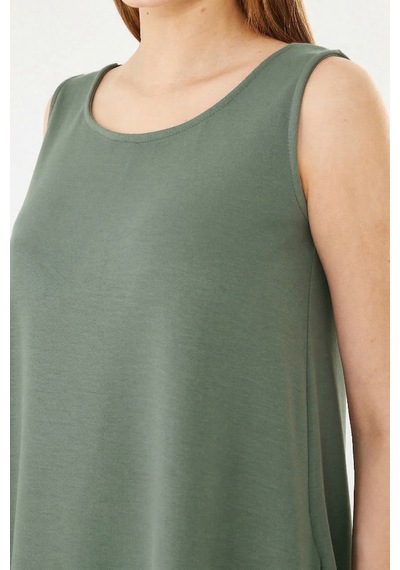 Sortie Collection Basic Kolsuz Modal Cepli Çan Elbise Haki