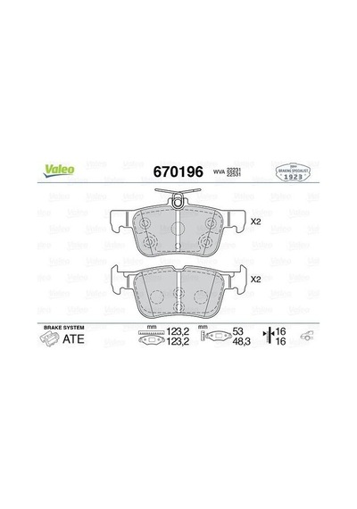 Valeo 670196 Arka Fren Balatası Focus Iv 18-galaxy 15-kuga Iı 14 Mondeo V 14-s-max 15- Dg9c2m007cb