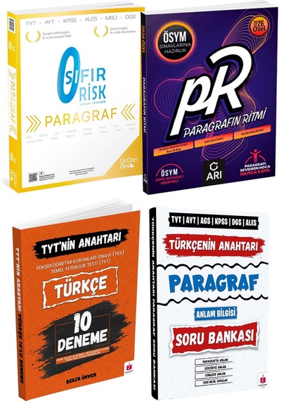 2026 Türkçenin Anahtarı Paragraf + 345 Sıfır Risk Paragraf + Paragrafın Ritmi + Türkçe 10 Deneme Set