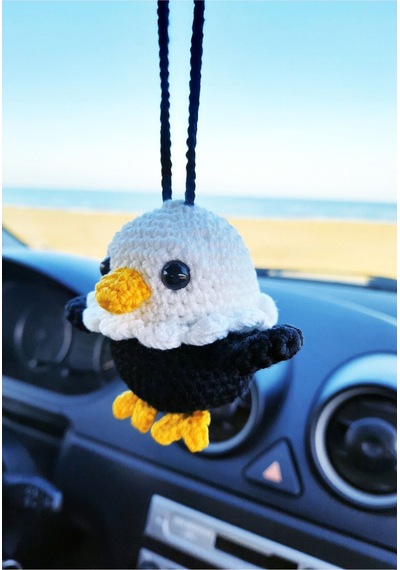 Sevimli Bebek Kartal, El Yapımı Araba Aksesuarı, Oto Dikiz Aynası Süsü.