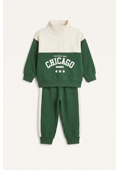 Defacto Dik Yaka Baskılı Sweatshirt Eşofman Altı 2li Takım Erkek Bebek I0147a526augn671 Yeşil-gn671