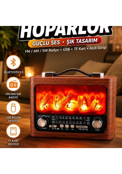 Solar Alev Işıklı Bluetooth Hoparlör 7w Ses Gücü Ve Solar Panelli Taşınabilir Müzik Cihazı