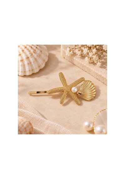 Deniz Yıldızı Ve Deniz Kabuğu Figürlü Çıtçıt Toka Gold - 559522625 Gold - 559522625 Gold
