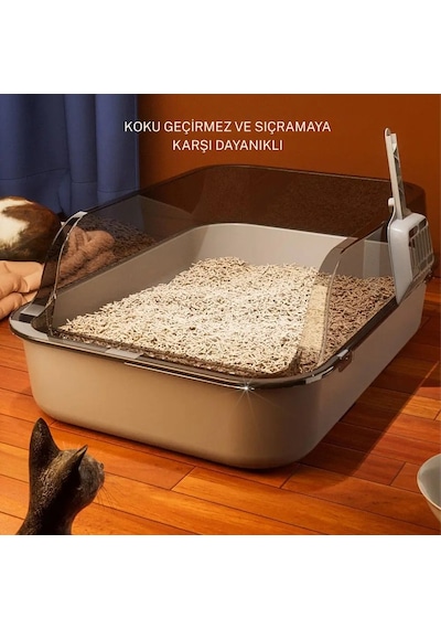 Techtic Yavru Kediler İçin Yarı Kapalı Kedi Tuvaleti Kürek Hediyeli