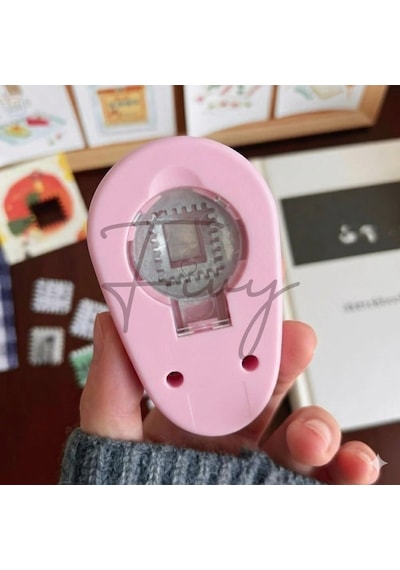 Pembe Pul Delgeç Tasarım Scrapbooking Malzemesi - Pul Şekilli Delgeç Kağıt Kesici Genel