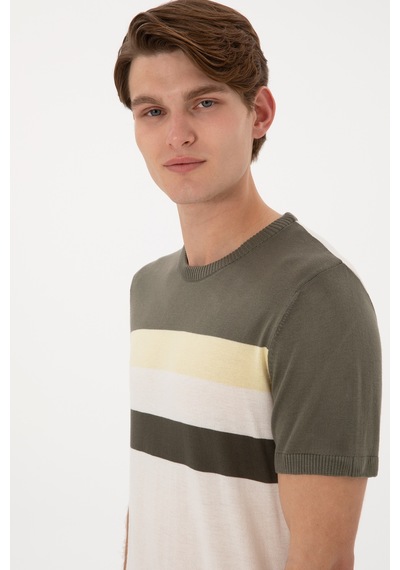 U.S. Polo Assn. Erkek Slim Fit Bisiklet Yaka Haki Tişört 50306459-VR027