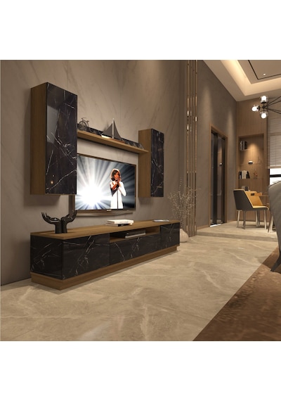 Decoraktiv Trendstyle 5ds Mdf Tv Ünitesi Tv Sehpası Pera - Siyah Mermer