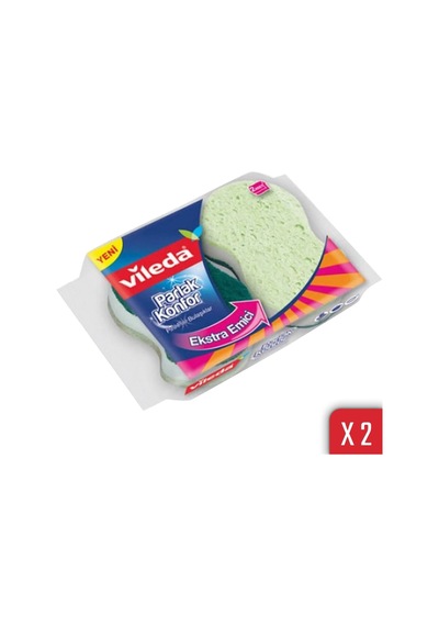 Vileda Parlak Konfor Oluklu Bulaşık Süngeri 2 x 2'li