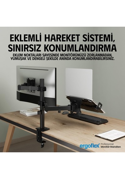 A74l Çift Kol Profosyonel 17"-32" Monitör Tutucu Ve Laptop Standı