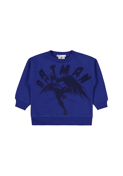 Batman Karartma Baskılı 2-5 Yaş Sweatshirt - Mavi Saks Mavisi
