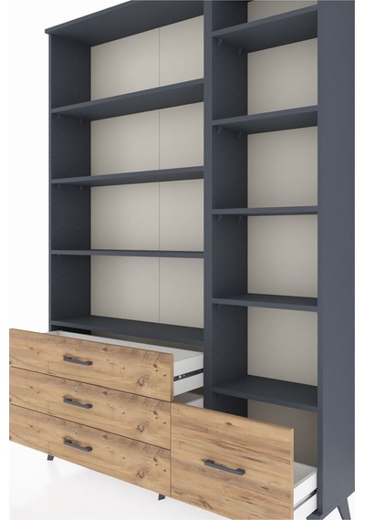 Arges Dolap 9 Raflı 4 Çekmeceli 132x30x195 Antrasit-antrasit/çam Antrasıt/atlas Çam Arges Dolap 9 Raflı 4 Çekmeceli 132x30x195 Antrasit-antrasit/çam Antrasıt/atlas Çam