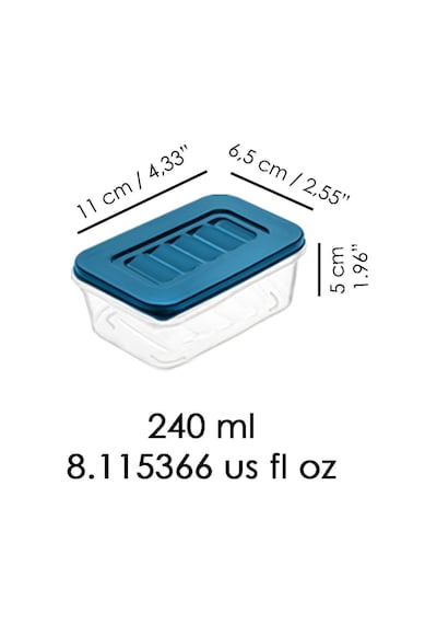 Buzdolabı Düzenleyici Organizer Mikrodalga Ve Difrize Uygun Saklama Kabı 6'lı Mavi 6 x 240 ML Mavi
