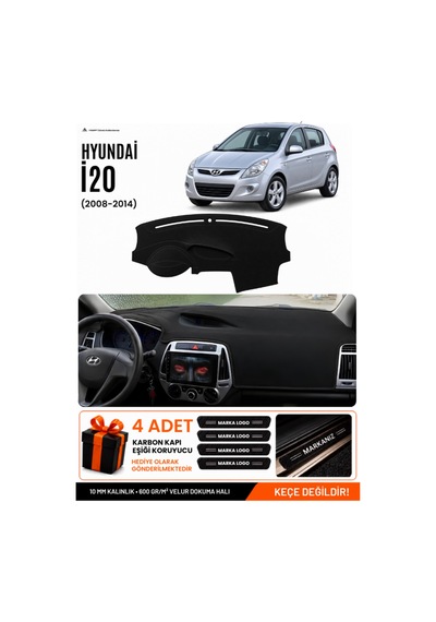 Hyundai İ20 2008-2014 Uyumlu Torpido Koruma, Torpido Örtüsü, Torpido Kılıfı - Siyah - Hu001