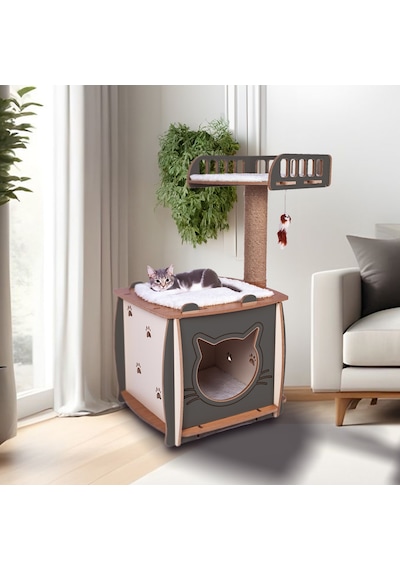 Patihomes Kedi Evi Ve Kedi Tırmalama Evi Yataklı