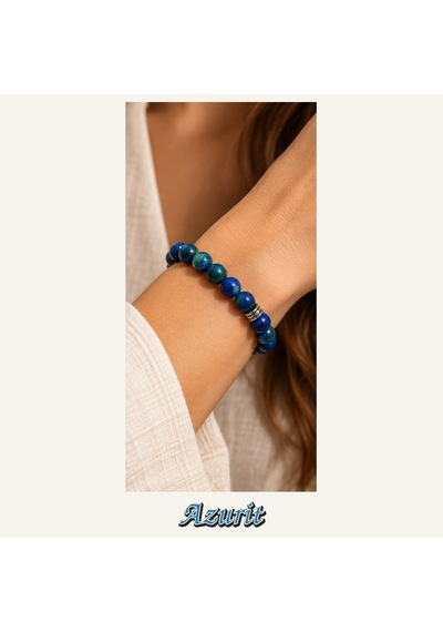 Azurit Taşı Bileklik 8 Mm, Unisex, Elastik Çok Renkli