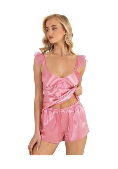 Primoda Aria's Closet Lacivert Saten Şort Takımı 9212 Lacivert