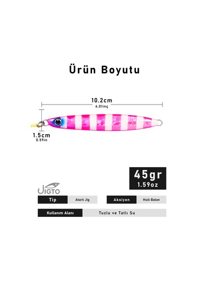 Jig, Zoka, Suni Yem, Glow Uv Metal Jig, 45gr 10cm Jıgto Nova-45