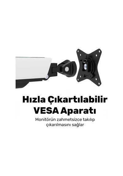Elysium Std54024hlw 27-35 Rgb Çiftli Oyuncu Monitör Kolu, Her Kolda 14kg Taşıyan, Amortisörlü İkili Gaming Vesa S