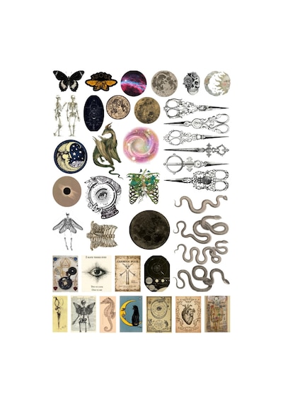 40 Adet Fairygrunge Sticker Seti - Etiket Seti Scrapbook Bullet Journal Çok Renkli