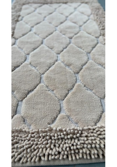 Pamukkent Yumuşacık, Süper Emici 2'li 100% Pamuk Ultra Lüks Banyo Paspası Seti, Cappuccino, 60x100 Cm Çok Renkli