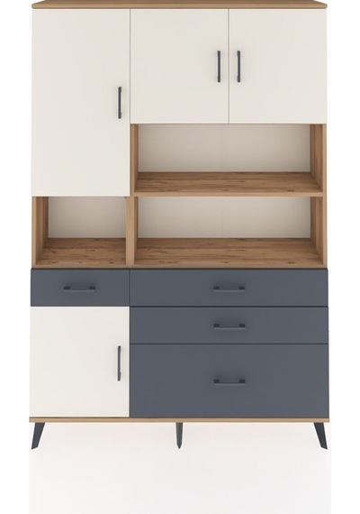 Arges Dolap 9 Raflı 4 Çekmeceli 4 Kapaklı 132x30x195 Çam-aytaşı/antrasit Aytası/antrasıt Arges Dolap 9 Raflı 4 Çekmeceli 4 Kapaklı 132x30x195 Çam-aytaşı/antrasit Aytası/antrasıt
