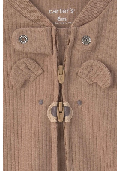 Carter's Erkek Bebek Fermuarlı Patikli Tulum Kahverengi 1v246510