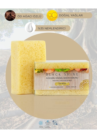 Black Shine Bs Doğal Zeytinyağı & Öd Ağacı Özlü Süngerli Sabunu 100 G