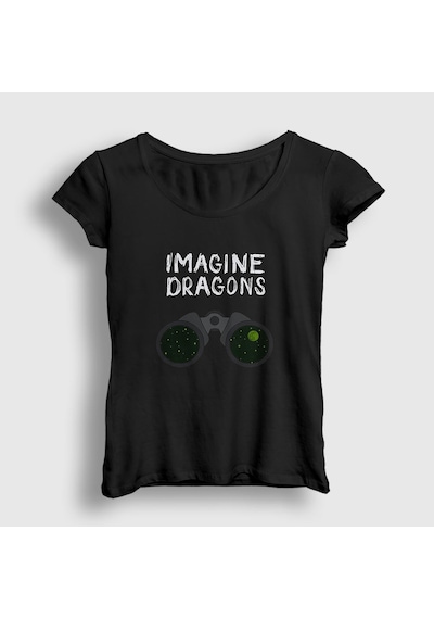 Presmono Kadın Night Imagine Dragons T-shirt Siyah