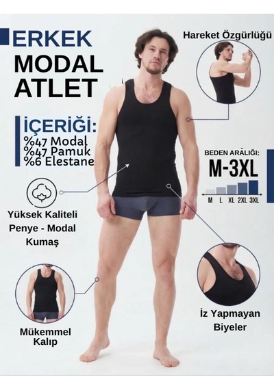 Mercan 6'lı Siyah Modal Atlet - Rahat Ve Premıum, Siyahın Asaleti