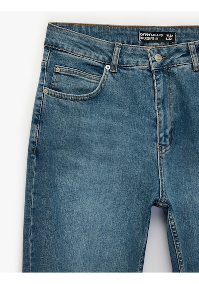 Koton Pamuklu Cep Detaylı Tapered Jean Pantolon - Joe Jean Orta İndigo 7wam40144nd