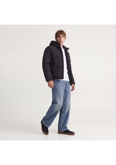 Jack & Jones Erkek Ayarlanabilir Bagcikli Kapüsonlu Puffer Ceket - Galaxy - 12303930 Siyah