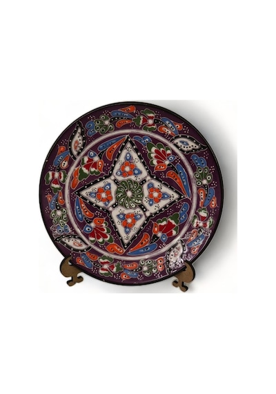 Özel Motifli Mor Renkli Tabak 18 Cm