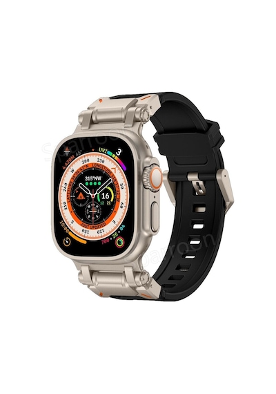 Apple Uyumlu  Watch  42mm 44mm 45mm 49mm Titanyum Metal Bağlantı Kitli Silikon Kordon 101