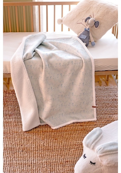 Fluffy Bebek Battaniyesi 80x100 Solid Yeşil Kundak Puset Çift Taraflı Koyun Tüyü Battaniye 100x80