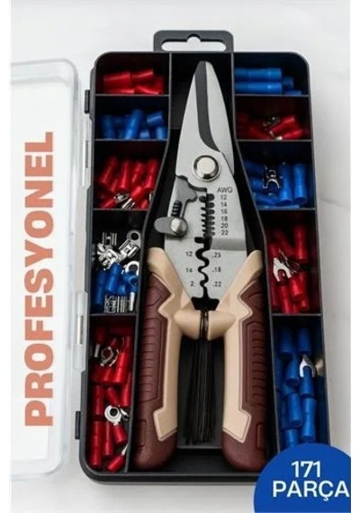 Profesyonel Tel Soyma Ve Sıkma Pensesi Seti 8'' Otomatik, Kablo Konnektörlü 722483