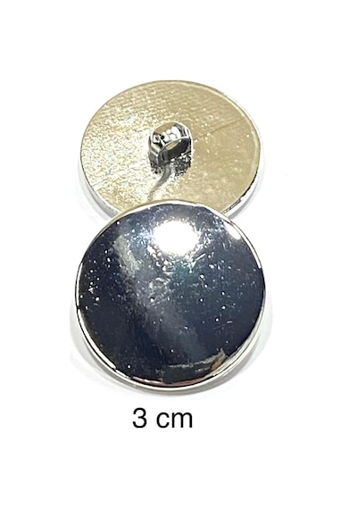 Kaban Trençkot Düğmesi / Metalize Plastik Düz Model / Gümüş 3 Cm