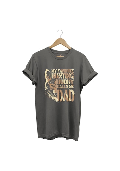 Hunting Avcılık Kurt Poster Baskılı %100 Pamuk Regular Fit Bisiklet Yaka Gri T-shirt Gri