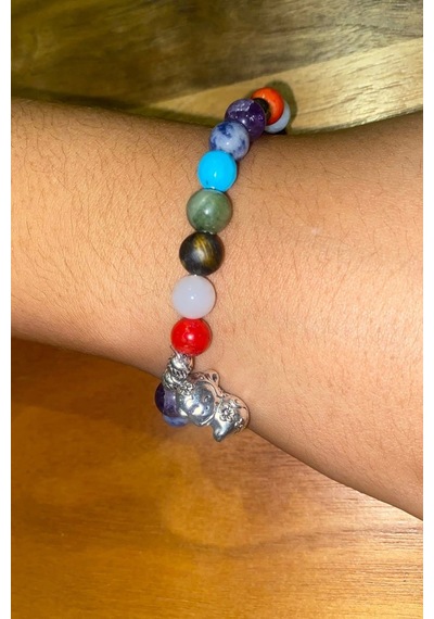 Çin Takvimi Burçları Çharm 7 Çakra Doğal Taş Bileklik Hand Made El İşi Feng Shui Ejderha Yılı Koruyucu Hayvan Monkey Maymun Objeli Çok Renkli