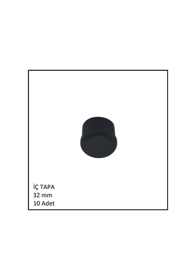 Plastik İç Tapa, Yuvarlak, 32 Mm 10 Adet Siyah