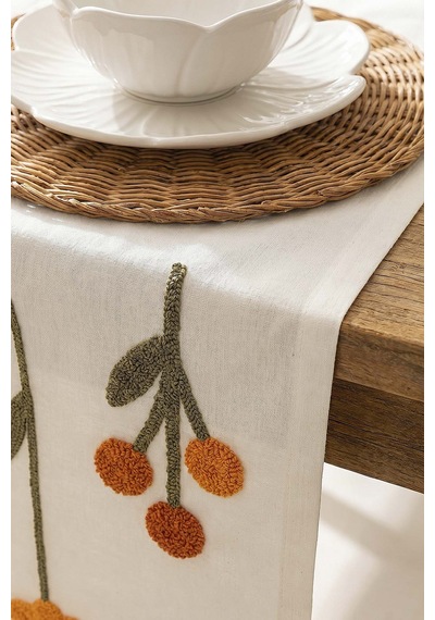 Renkli Kır Çiçekleri Punch İşlemeli Runner 35x140 Cm Çok Renkli