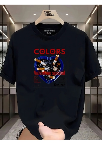 Tarzsokak Unisex Colots Valentine T-shirt Siyah