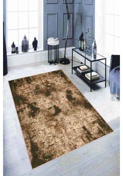 Haki Kaymaz Tabanlı Yıkanabilir Modern Antre Halıları Ar297n11