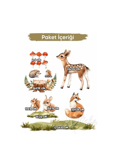 MSticker Ormanda Ceylan Ve Arkadaşları Sticker Seti Çocuk Bebek Odası Sticker