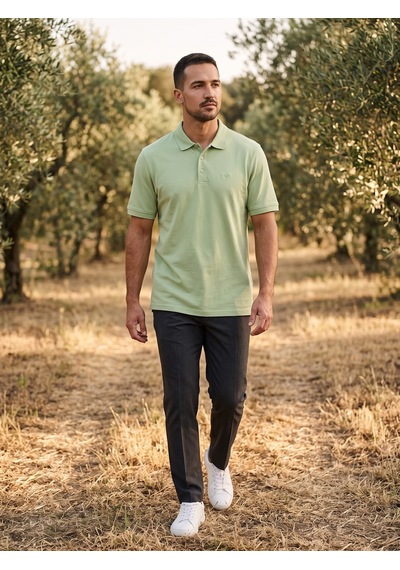 Maccali Erkek Açık Yeşil Yazlık Basic Polo Yaka Tişört