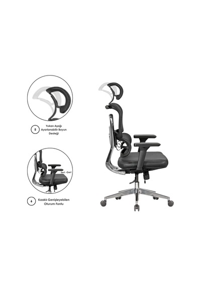 Casella Medusa Fileli Yönetici Koltuğu Ofi S Koltuğu Ergonomik, Şık Ve Fonksiyonel Siyah