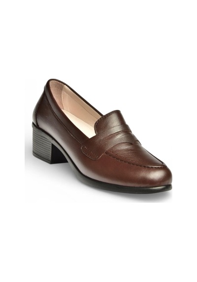 Fox Shoes Y555092203 Kahverengi Kalın Alçak Topuklu Kadın Ayakkabı Kahverengi