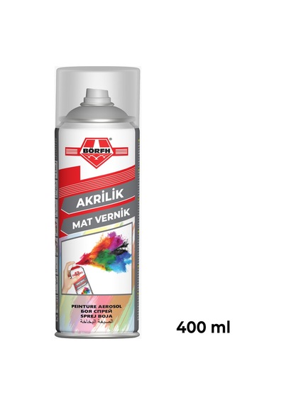 Börfh Akrilik Mat Vernik Sprey 400 Ml Ahşap Metal Plastik Uyumlu Hızlı Kuruma Şeffaf Lak